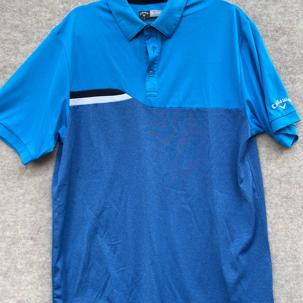 Callaway Opti Dri Mens large Golf Polo Shirt blue collared short sleeve
